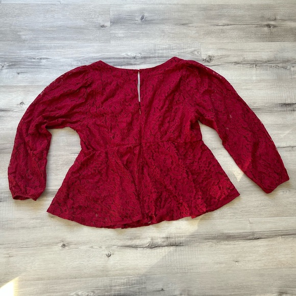 Torrid Size 2 Red Lace Long Sleeve Blouse - Picture 2 of 4